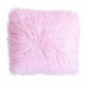 Fluffy Shag Pink Throw Pillow